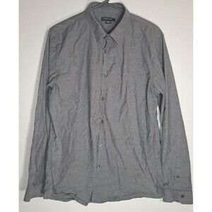 Structure Slim Fit Work Shirt Mens Large Charcoal Gray Button Up Collared Cotton